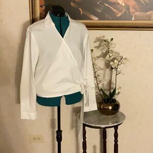 LOFT White Wrap Blouse